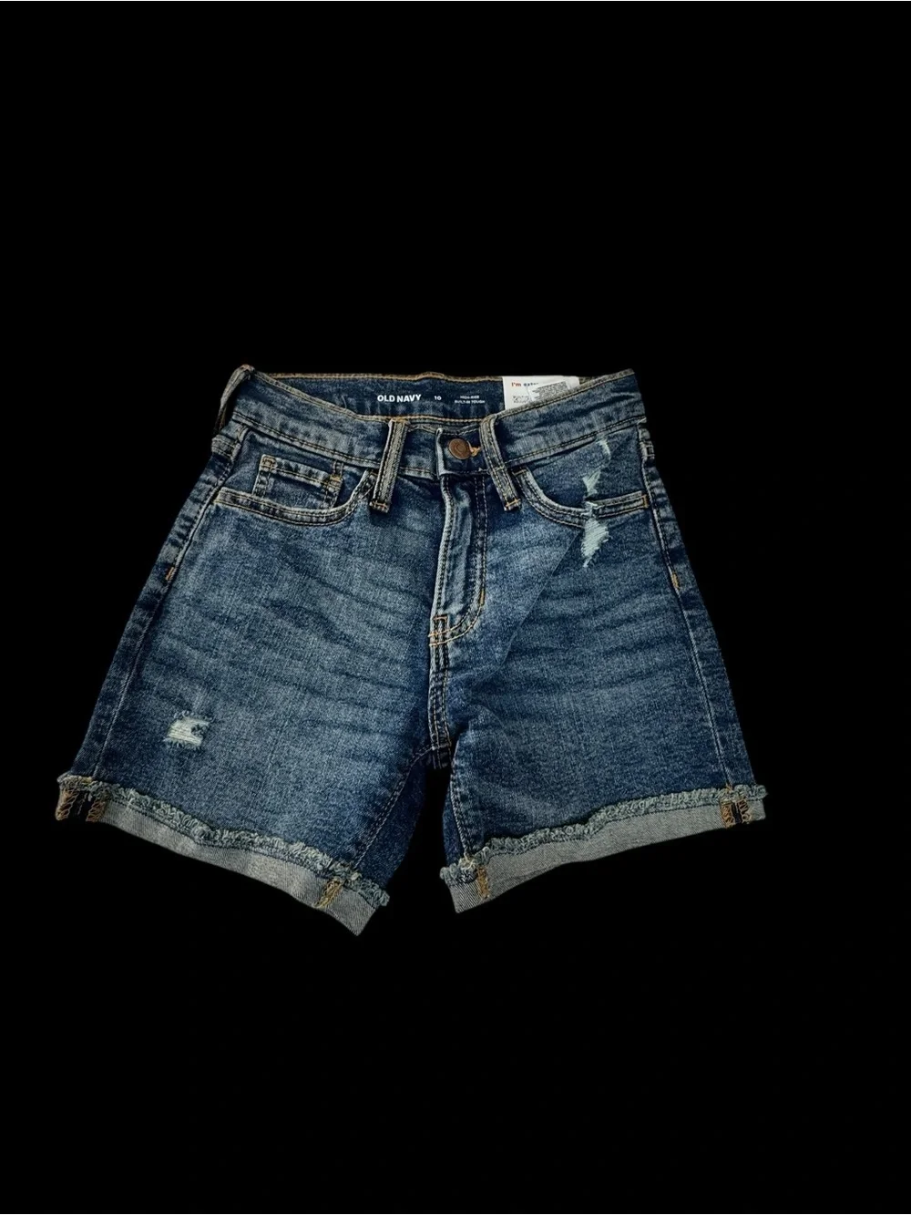 Old Navy Dark Blue Distressed Roll-Cuff Denim Shorts nwt